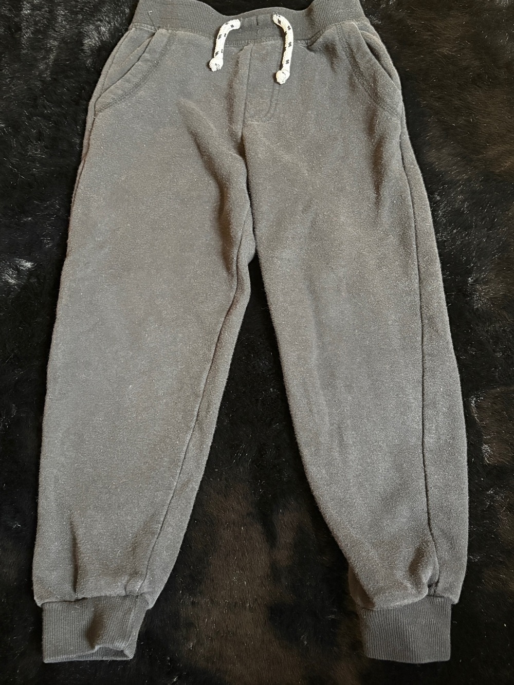 Kids Charcoal Fleece Joggers with Drawstring Waist